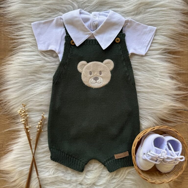 Macac O Bebe Romper Urso Verde Escuro Safine Baby