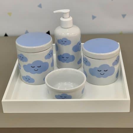 Kit Higiene Bebê Nuvem Azul 5 Peças