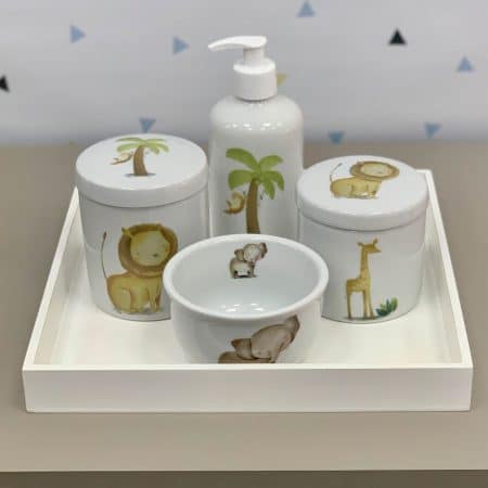 Kit Higiene Bebê Safari Branco 5 Peças