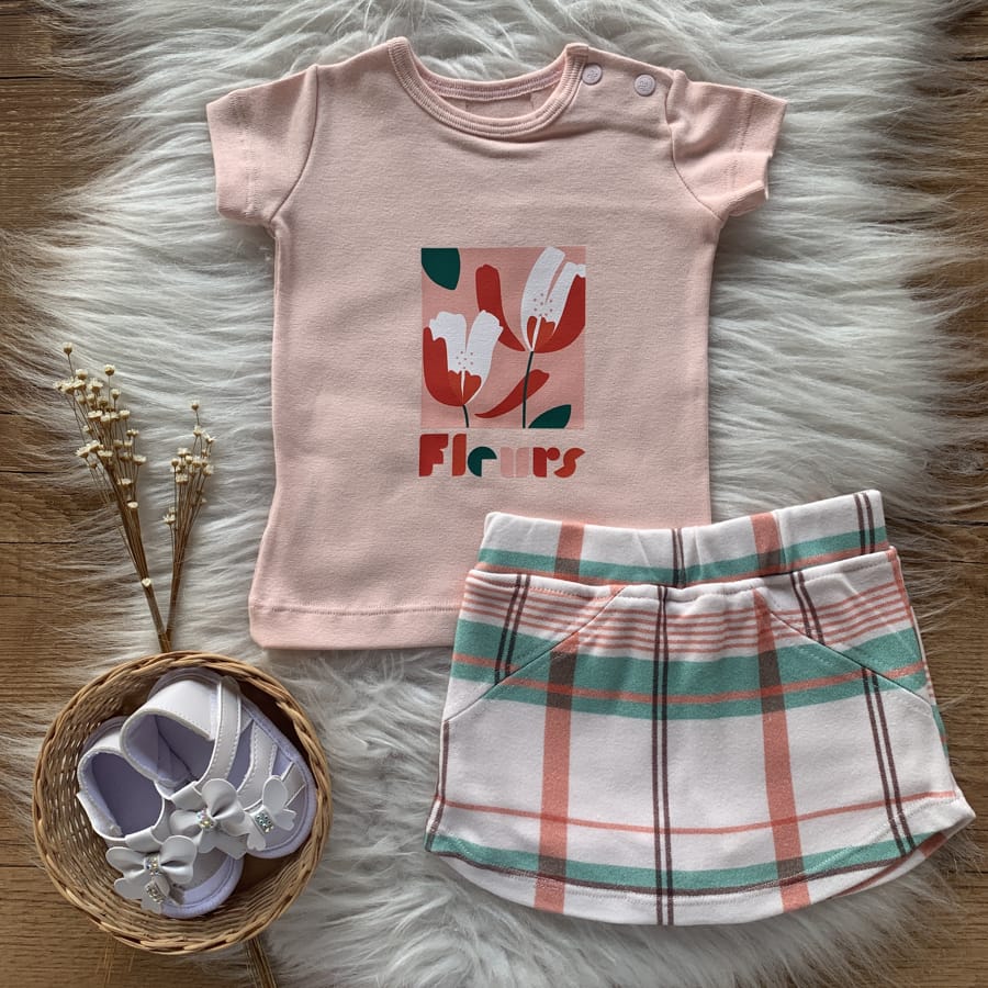 CONJUNTO XADREZ ROSA E BRANCO – G&G Babies