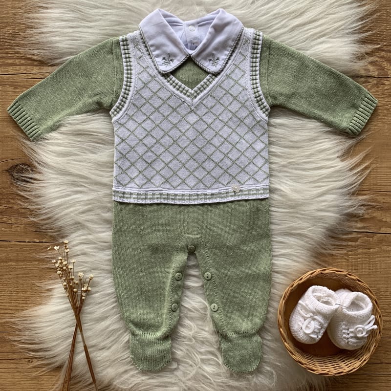 Set de suéter para bebés 0 a 3 meses Traje de bebé verde menta Regalo de